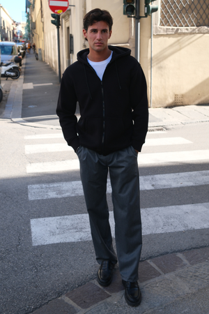 Relaxed Zip Hoodie - Black