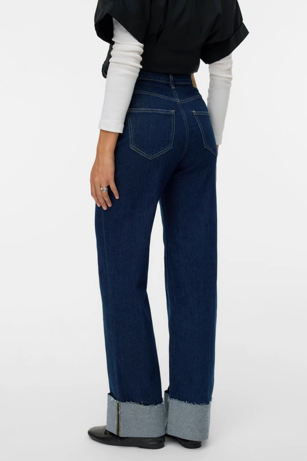 Tessa Jean en denim large pliant - Donim bleu foncé