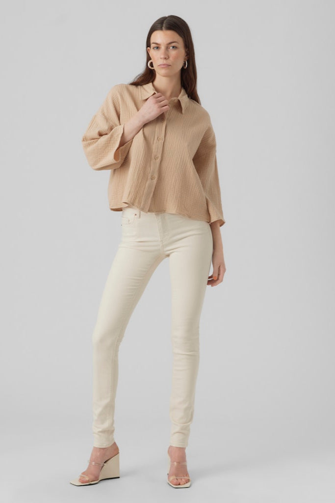 Natali Crop Shirt - Irish Cream
