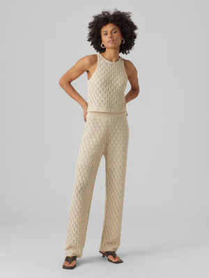 Pantalon à crochet à taille haute Evelyn - bouleau