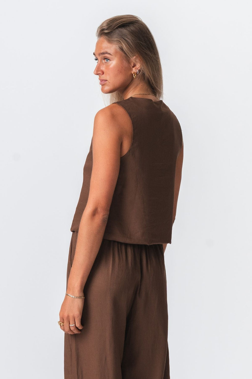 Linen Vest - Brown