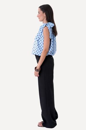 Haut Wilma - Bleu Clair/Pois Marron
