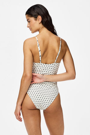 Baomi Maillot de Bain - Aigrette - Pois Noir