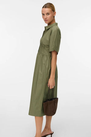 Barbara Calf Dress - Deep Lichen Green