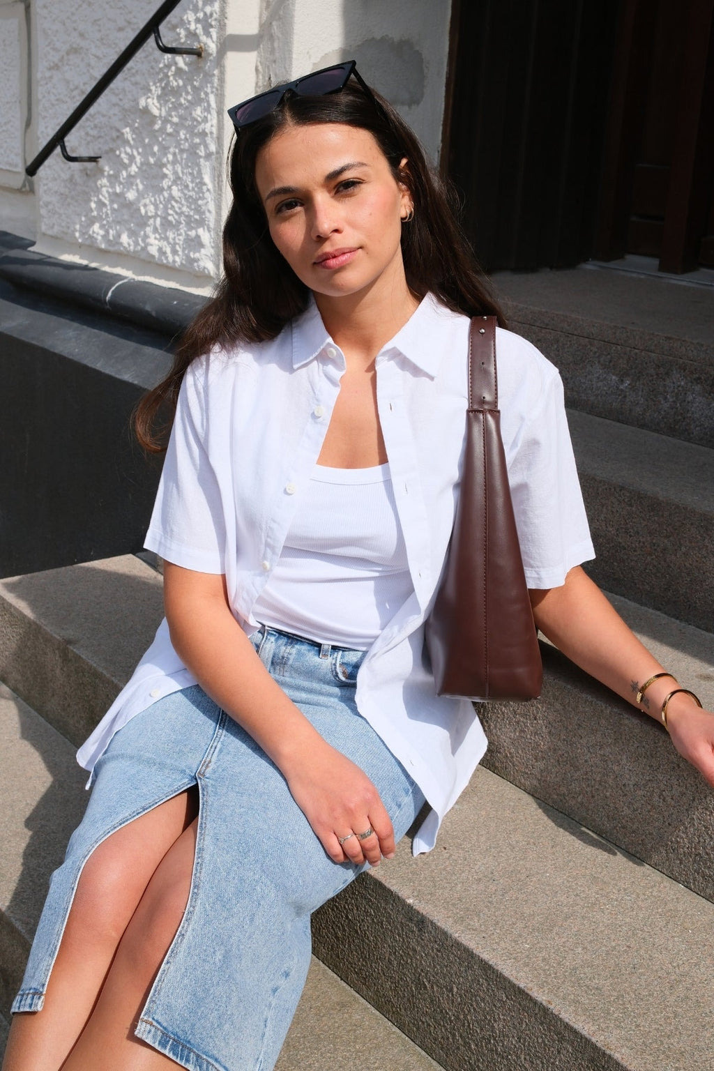 Short Sleeve Linen Shirt - White