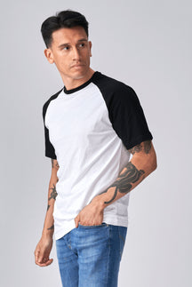 T-shirt Raglan de base - noir et blanc