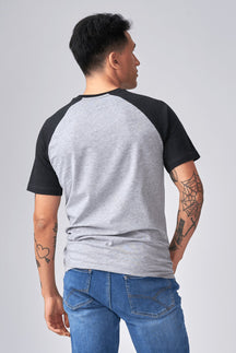 T-shirt Raglan de base - Gris de la lumière noire