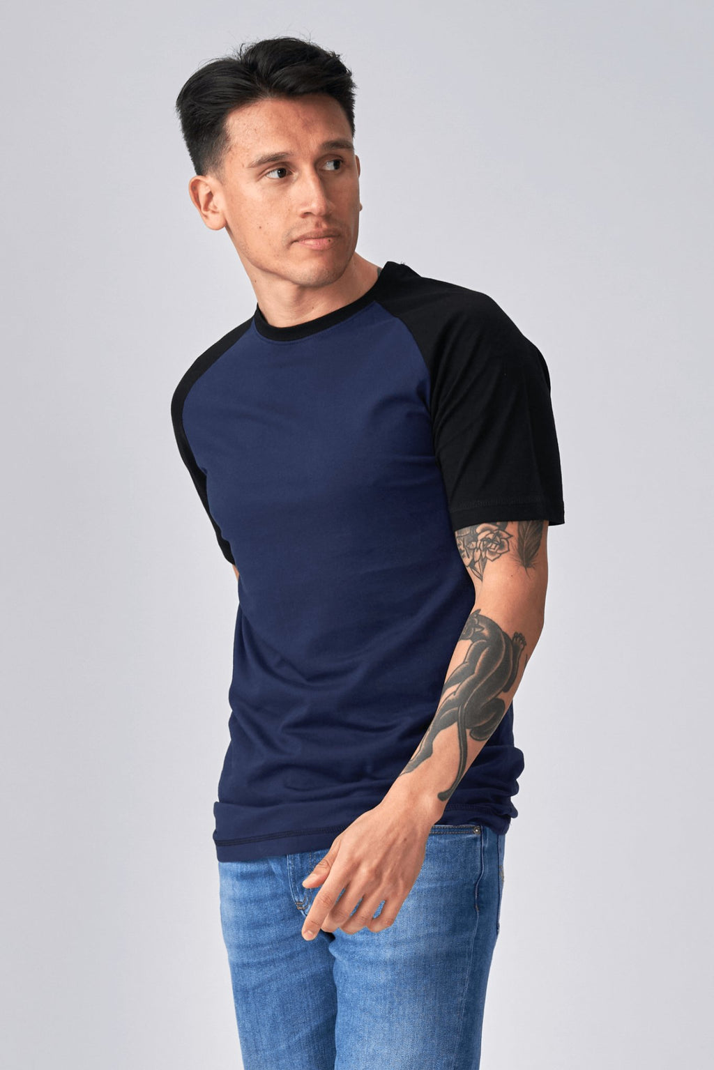 T-shirt Raglan de base - Black-Navy