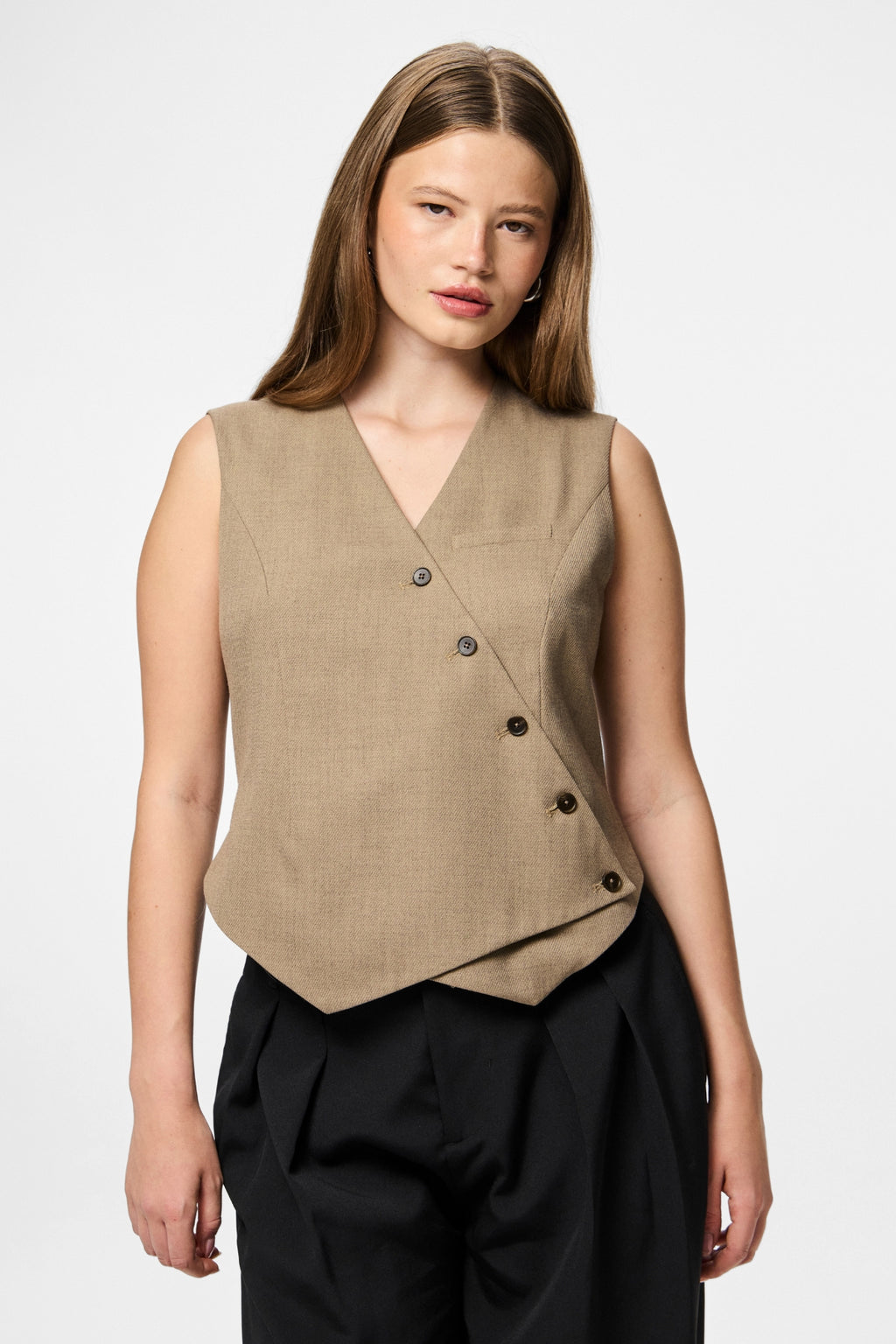 Gilet Asymétrique Bulles - Greige
