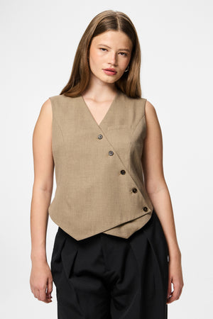 Gilet Asymétrique Bulles - Greige