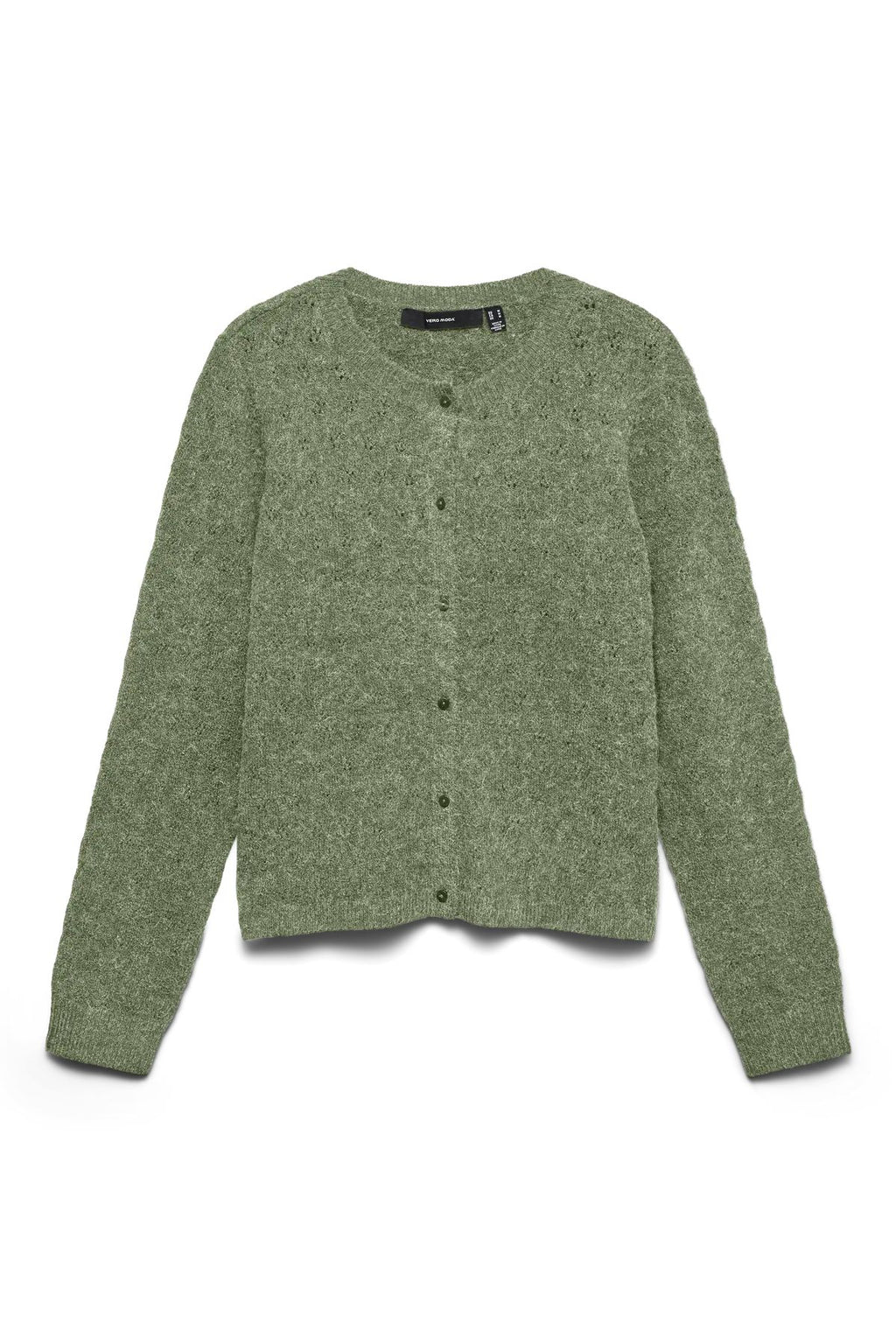 Cardigan Col Rond Doffy Stitch Ls - Oil Green Melange