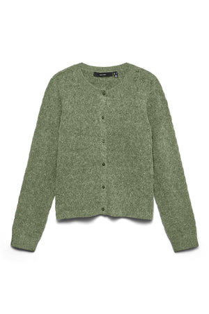 Cardigan Col Rond Doffy Stitch Ls - Oil Green Melange