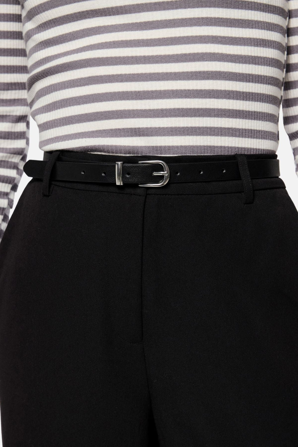 Myra Slim Belt - Black Silver