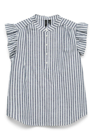 Selma Frill Top - Blazer Marine - Blanc Neige