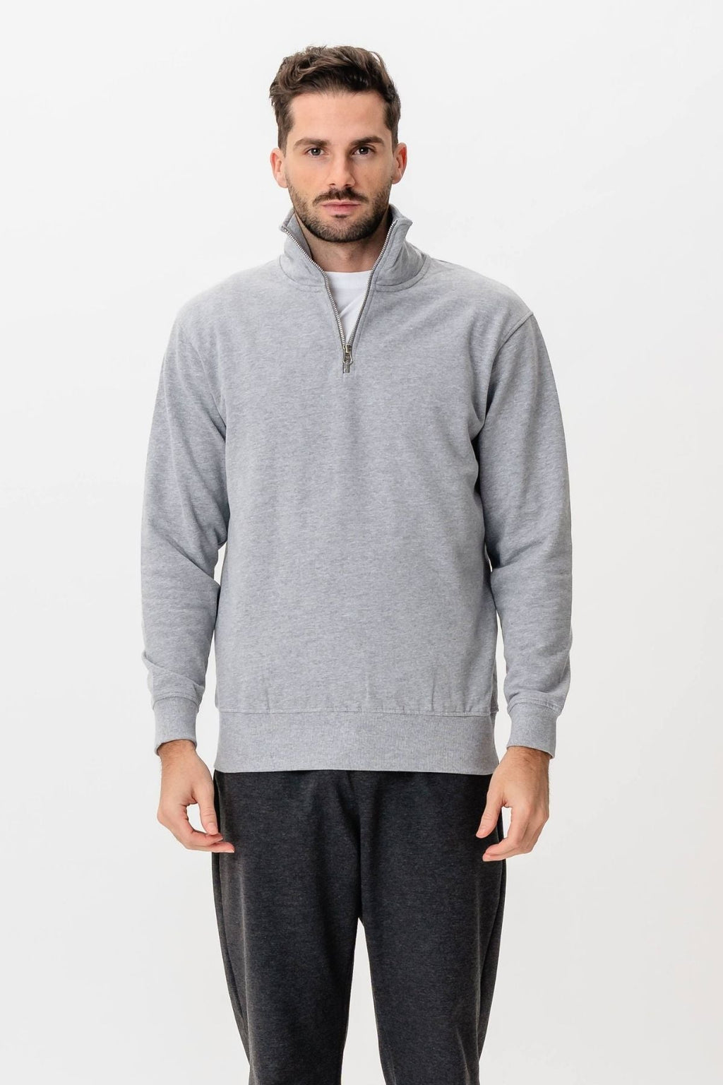 Sweat-shirt à moitié zip - gris