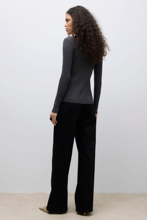 Cardigan en tricot ukino o-cou - mélange gris foncé