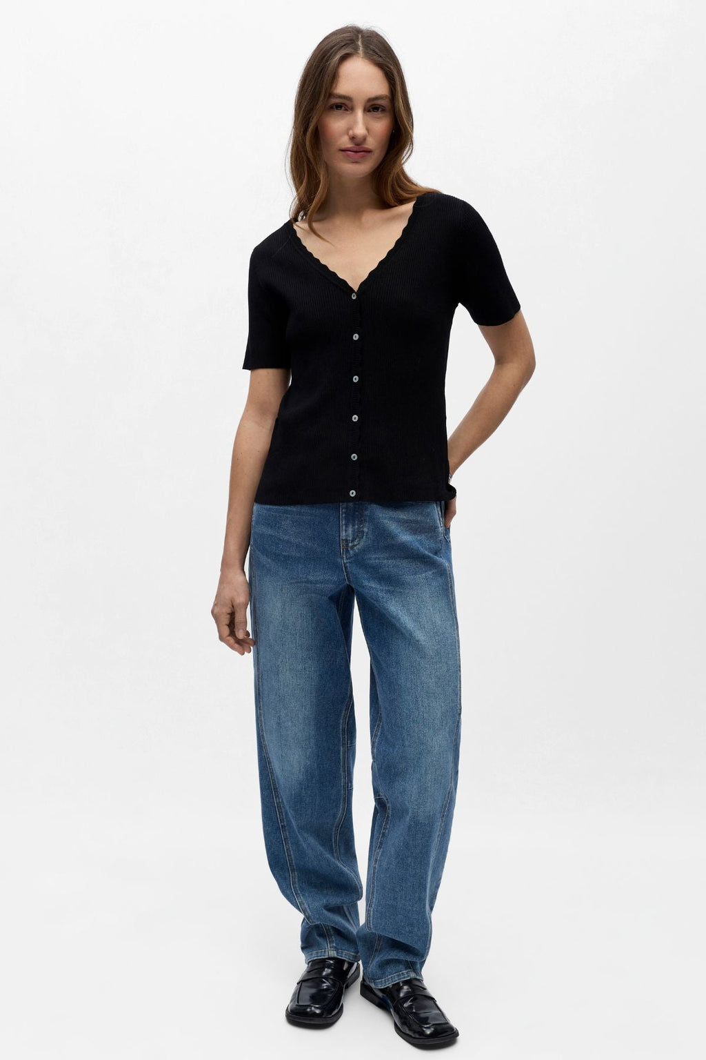 Cardigan Col V Kelly Re - Noir