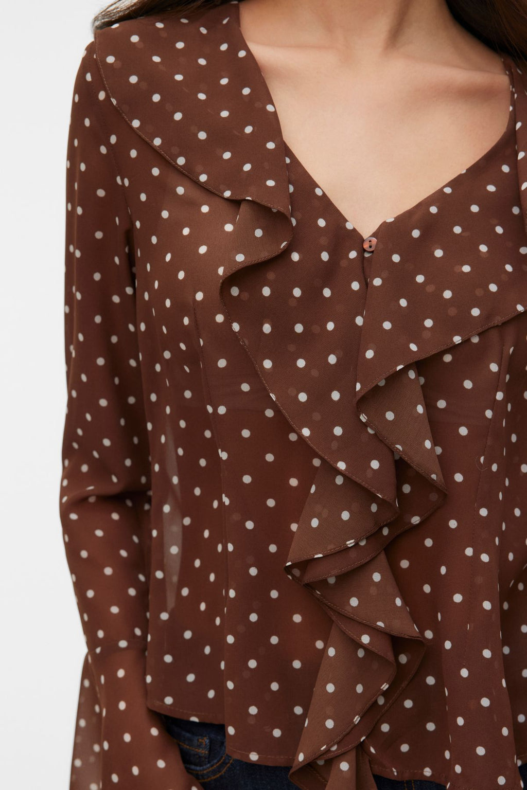 Willow Frill Top - Chocolate Martini:Point blanc neige