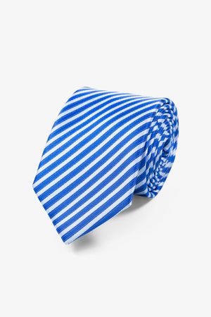 Cravate - Blanc / bleu rayé