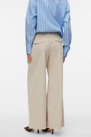 Pantalon large froissé taille moyenne Meng - Ciment