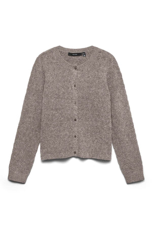 Doffy Stitch Ls O-Neck Cardigan - Moon Rock Melange