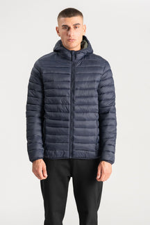 Hooded Light Puffer Jacket - Navy