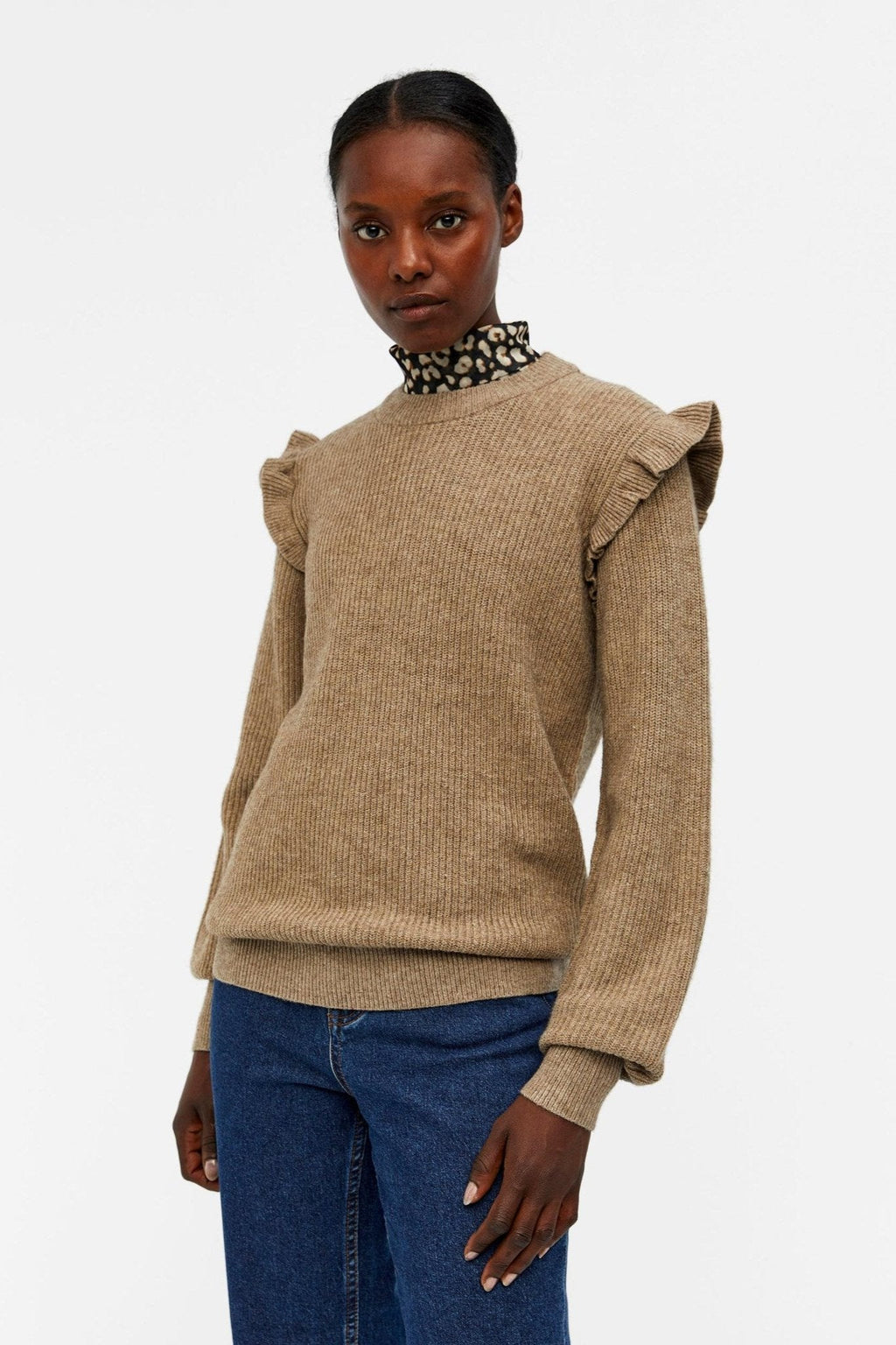 Malena Ruffle Pullover Strik - Fossile