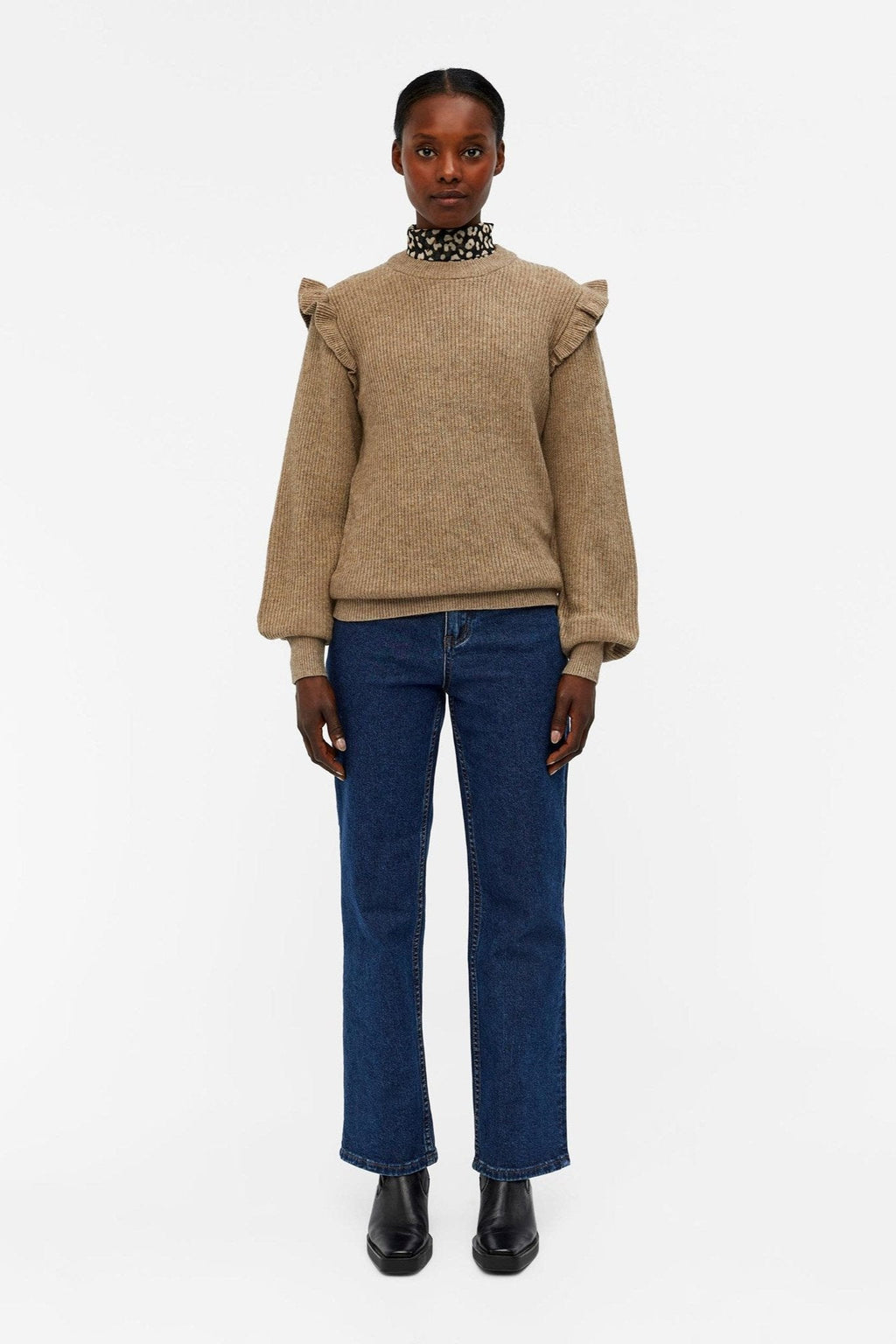 Malena Ruffle Pullover Strik - Fossile