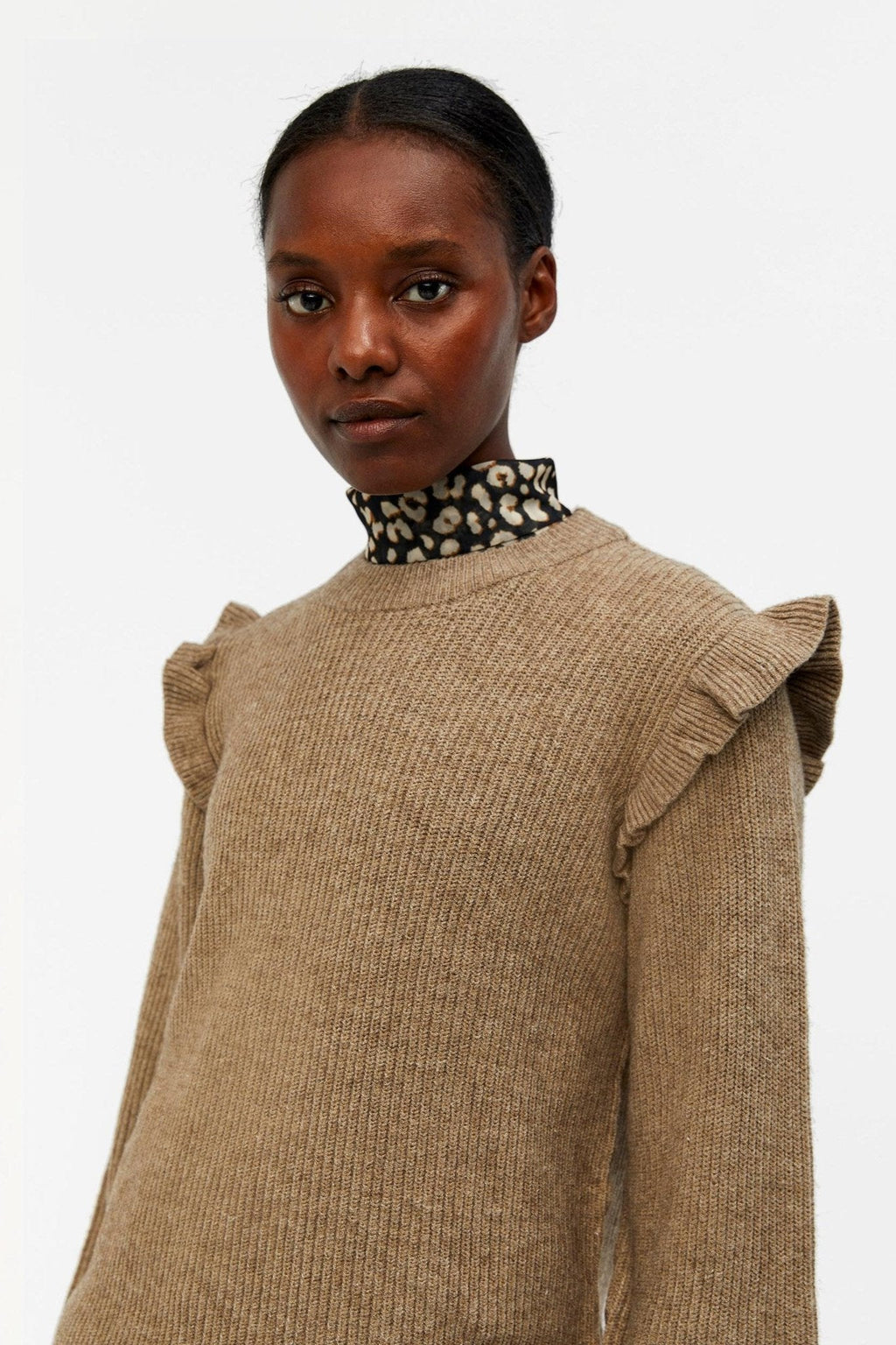 Malena Ruffle Pullover Strik - Fossile