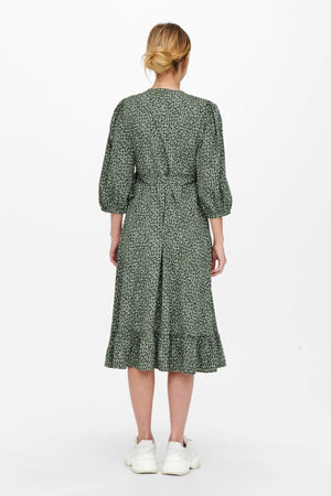 Olivia 3/4 Wrap Midi Robe - Balsam Green