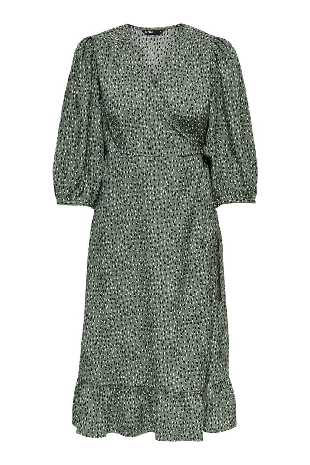 Olivia 3/4 Wrap Midi Robe - Balsam Green