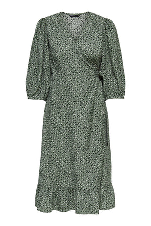 Olivia 3/4 Wrap Midi Robe - Balsam Green