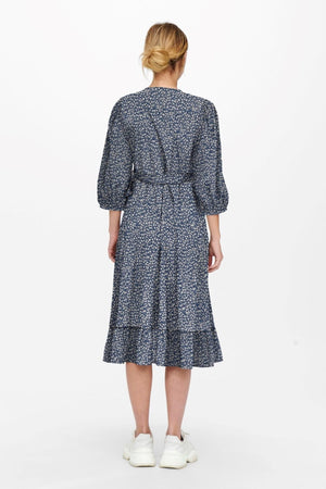Olivia 3/4 Wrap Midi Robe - Blue Mirage