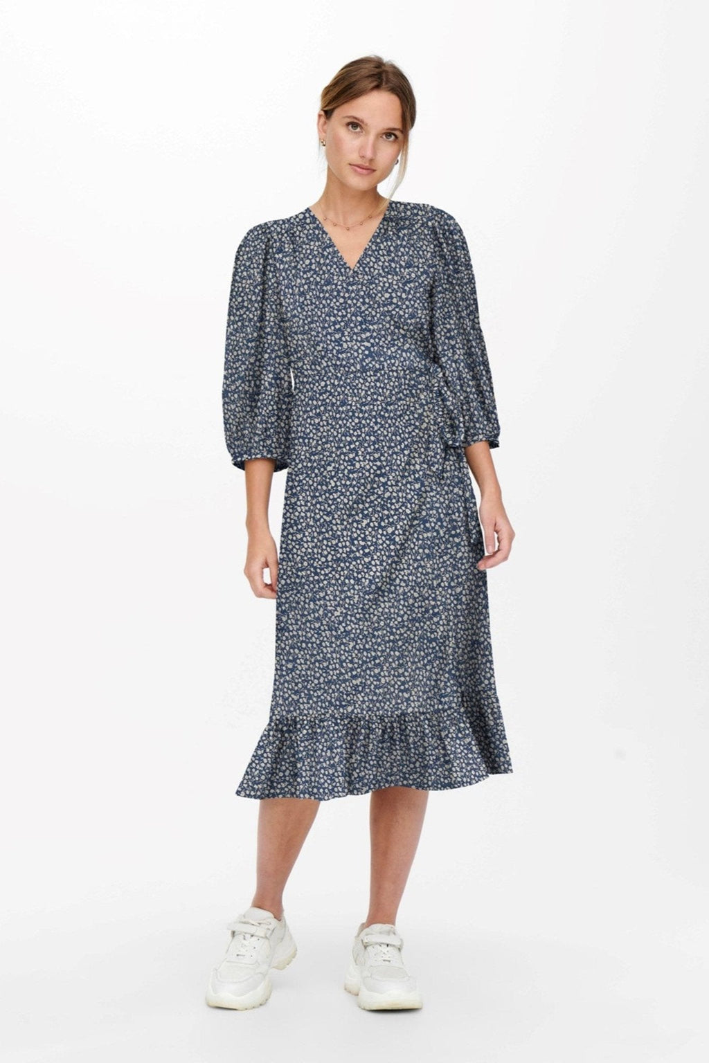 Olivia 3/4 Wrap Midi Robe - Blue Mirage