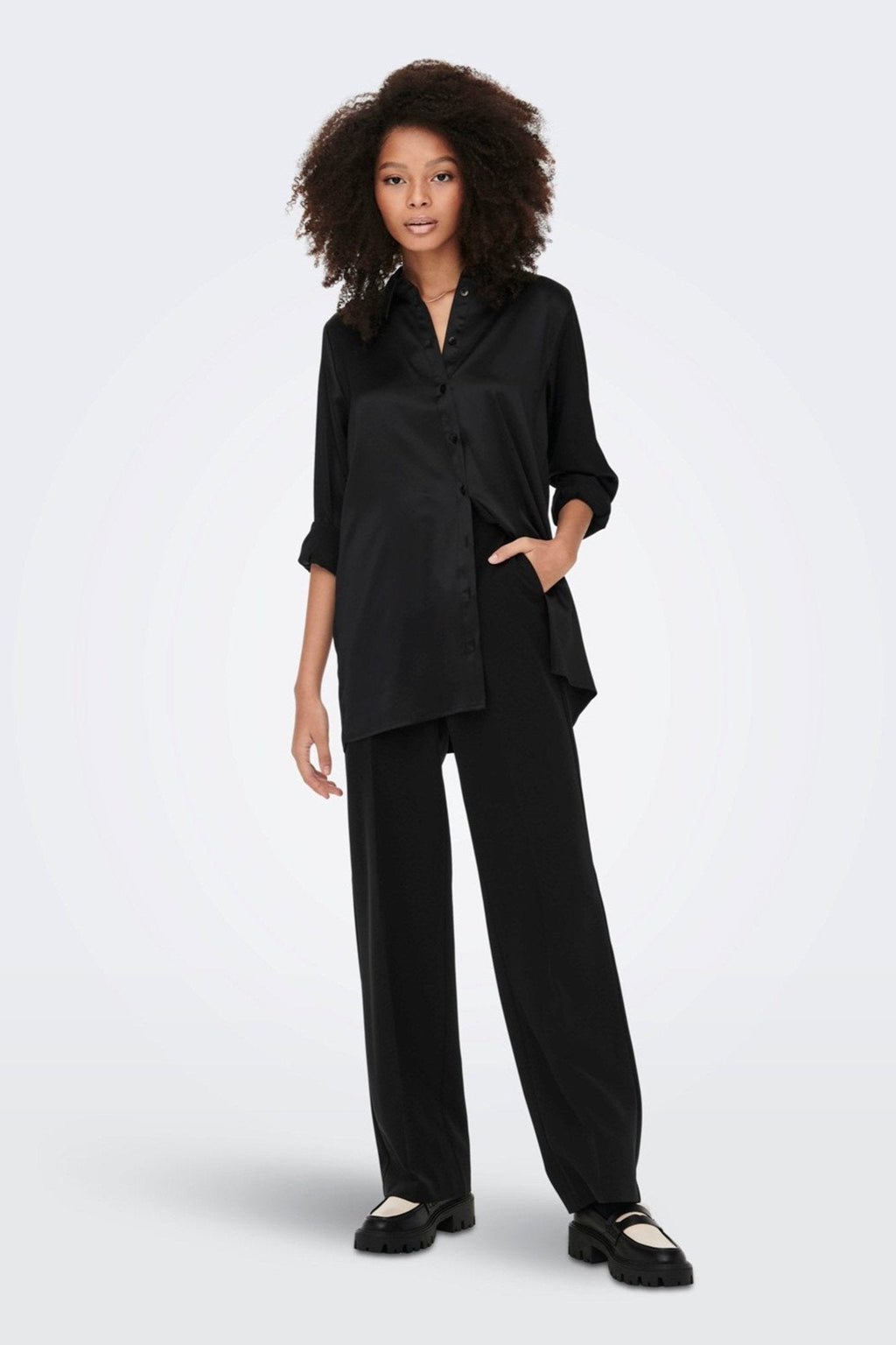 Robe de satin Victoria - noir