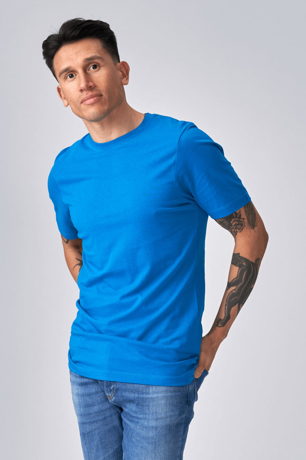 T-shirt de base organique - Bleu turquoise