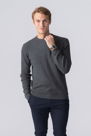 Pullover Cable Knit - Charcoal Melange