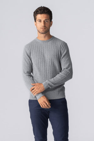 Pull en maille torsadée - Gris mélangé