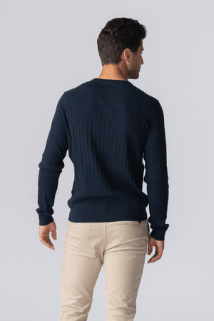 Pull en maille torsadée - Marine