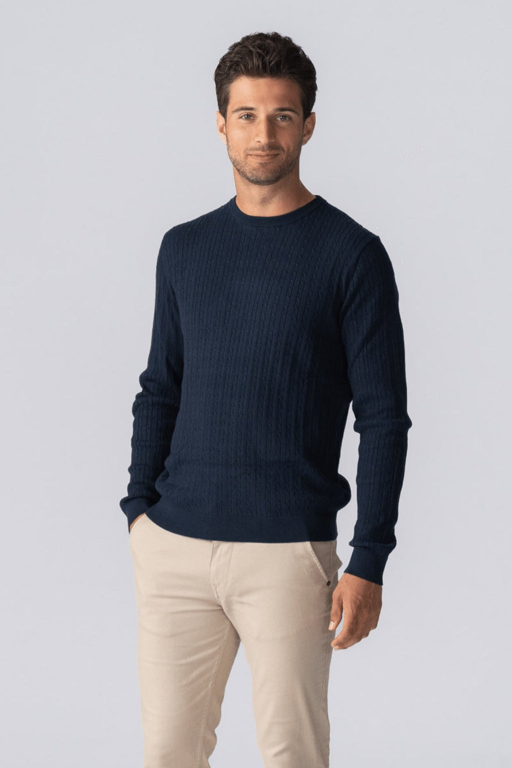 Pull en maille torsadée - Marine