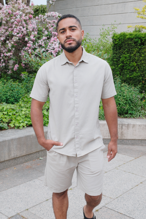 Short Sleeve Linen Shirt - Sand
