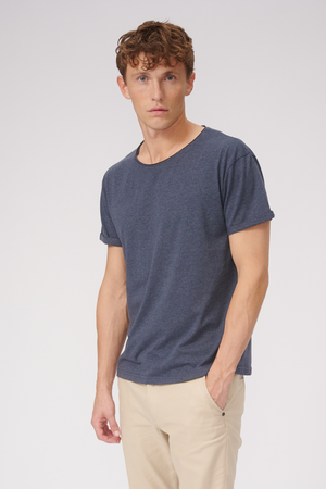 Deep Neck T-shirt - Mottled Blue