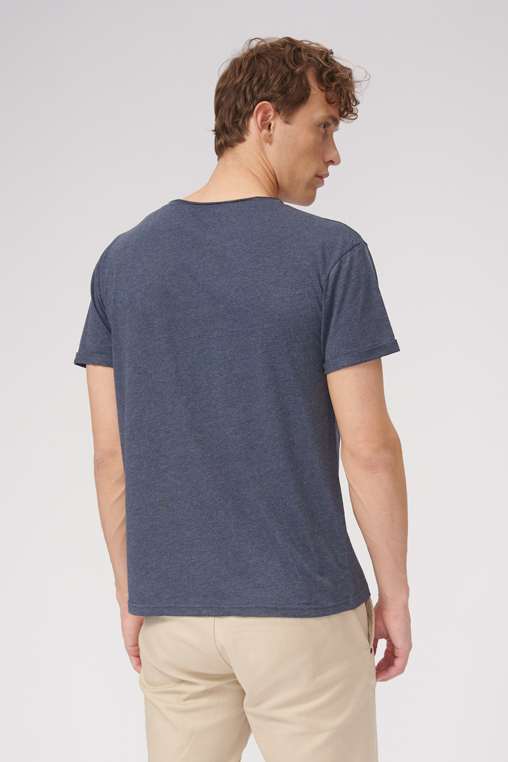 Deep Neck T-shirt - Mottled Blue