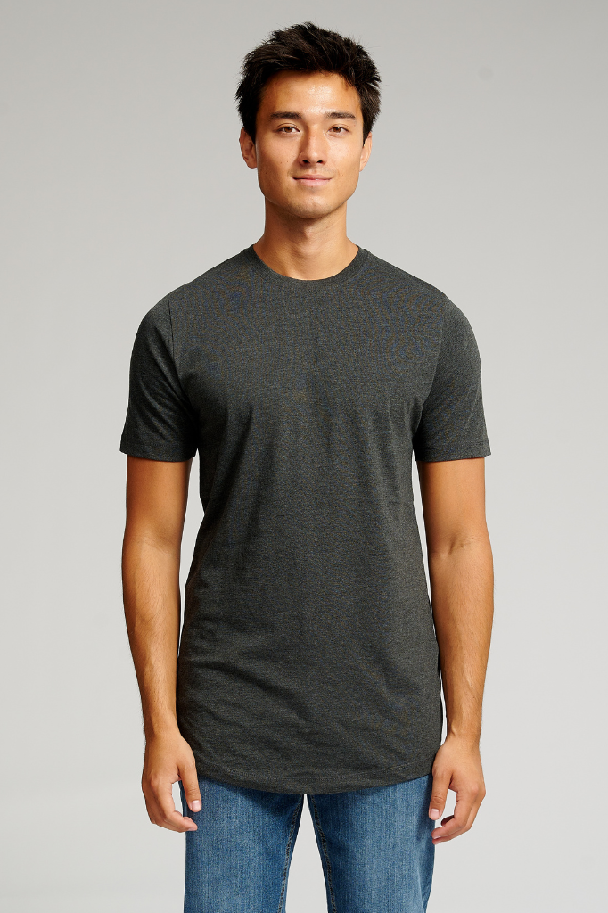 T-shirt long - mélange gris foncé