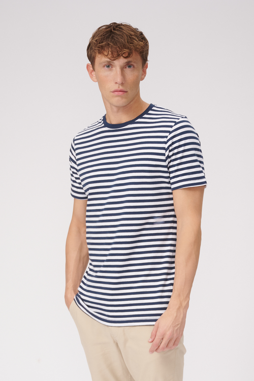 Nørregade Stripe - Navy-Hvid - TeeShoppen - Blå