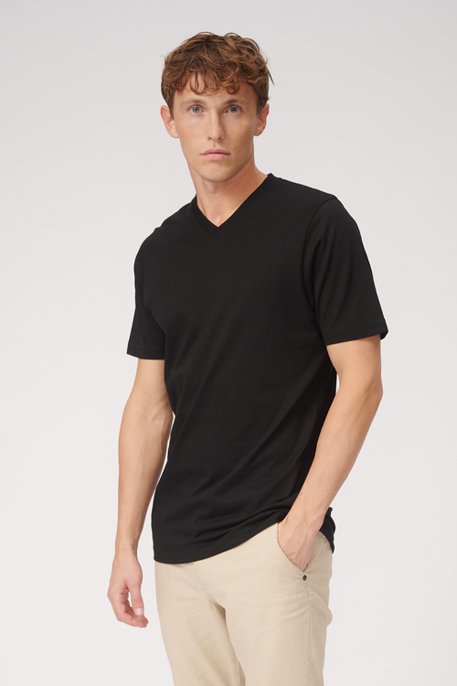 Basic Vneck t-shirt - Sort - TeeShoppen - Sort