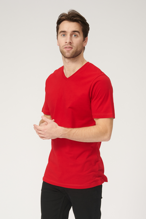 Basic T-shirt col V - Rouge