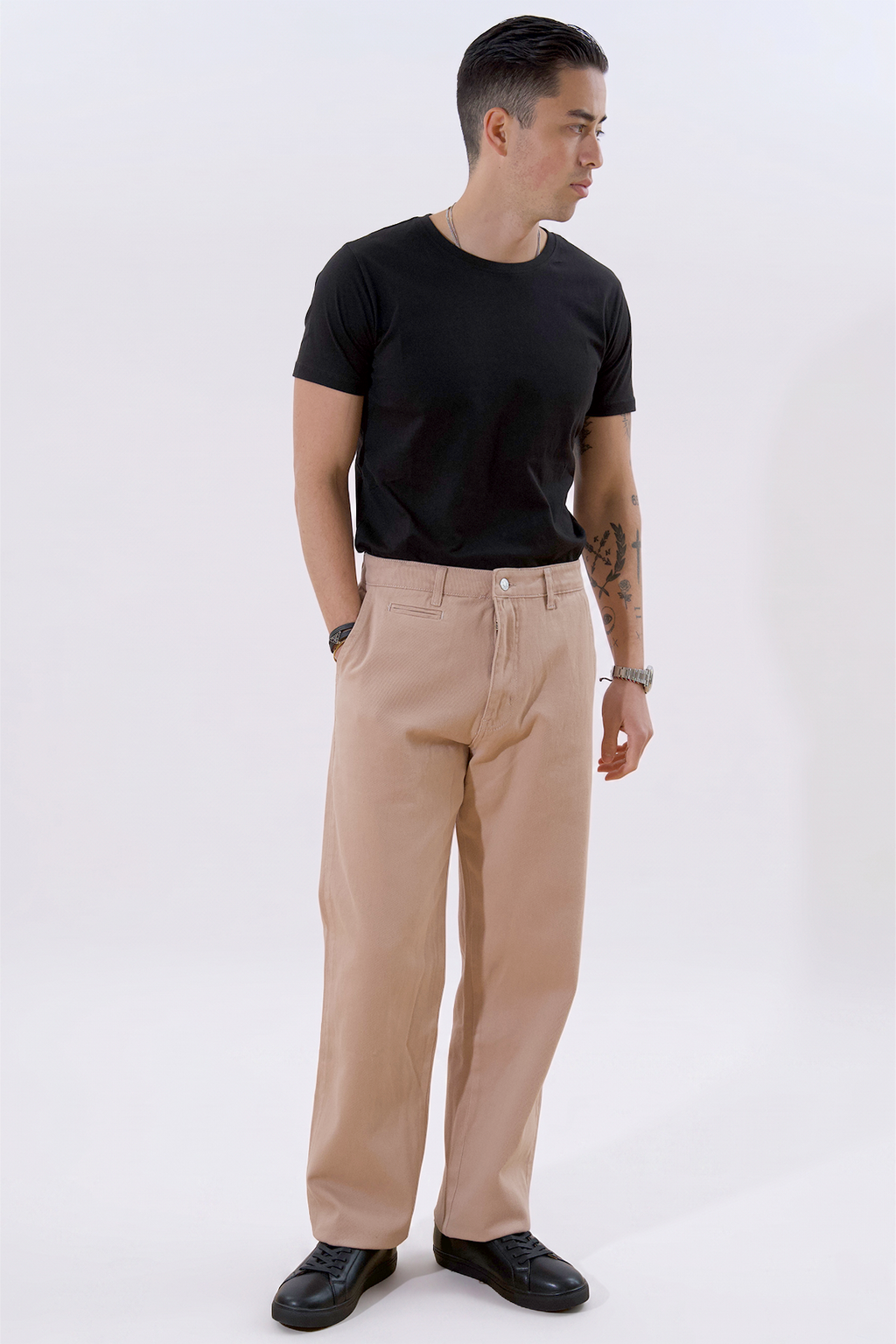 Chino droit en coton - Beige