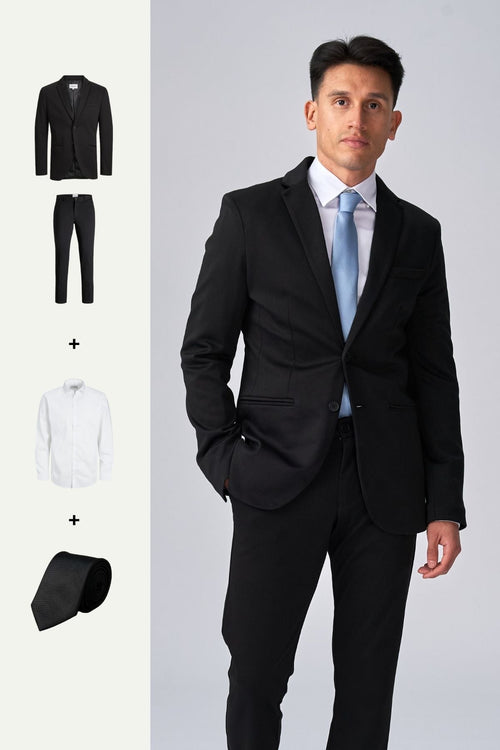 The Original Performance Suit™️ (Black) + Shirt & Tie - Package Deal (V.I.P) - TeeShoppen Group™ - Suit - TeeShoppen