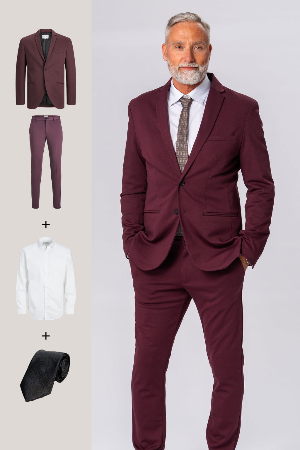 The Original Performance Suit™️ (Burgundy) + Shirt & Tie - Package Deal